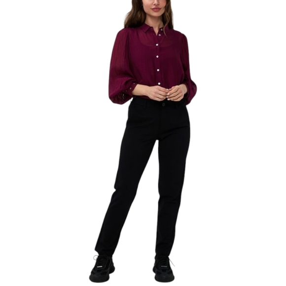 Esqualo Trouser Slanted Pocket Knit Black Button Closure Women's size Medium - Picture 3 of 15